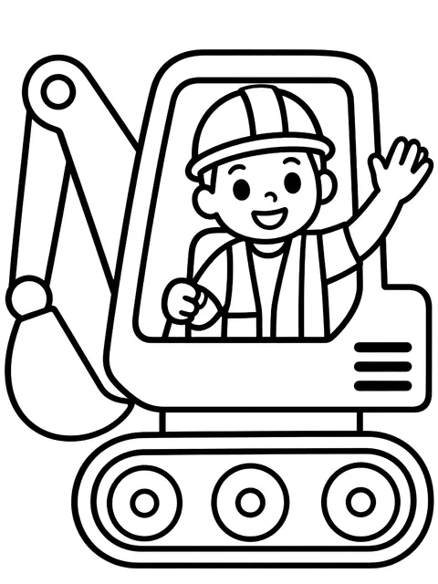 Easy Operator waving from the cab coloring page