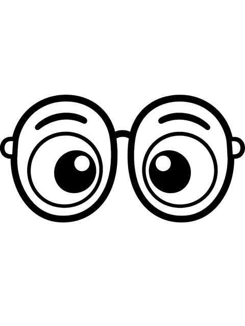 Easy Eyes behind round glasses coloring page