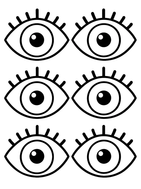 Easy Eye color chart with blank irises coloring page