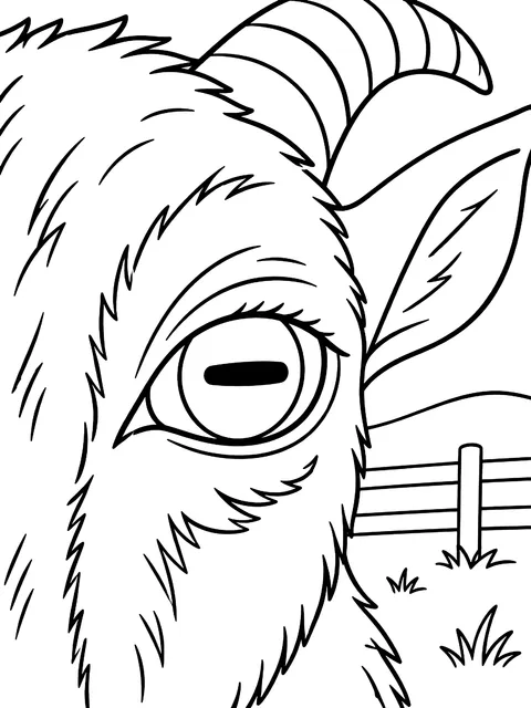 Goat eye with a horizontal pupil coloring page