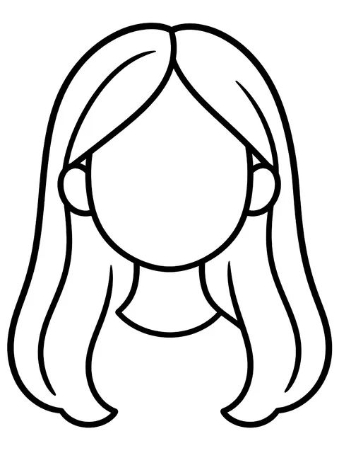 Easy Blank face with long hair coloring page