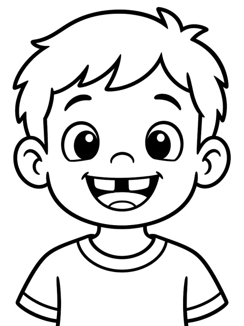 Easy Kid with a missing front tooth coloring page