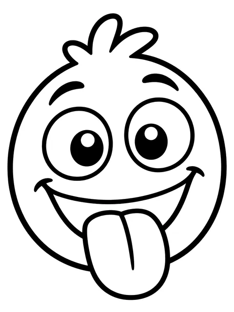 Easy Funny face with tongue out coloring page