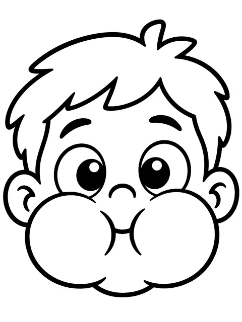 Easy Funny face with puffed cheeks coloring page