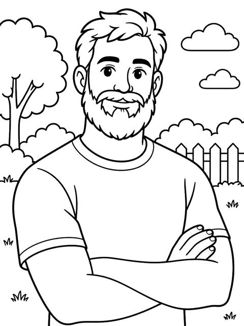 Dad with a beard coloring page