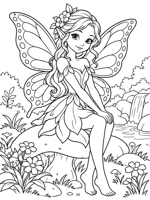 Fairy with butterfly wings coloring page