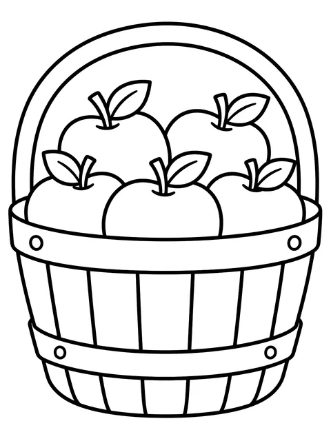Easy Basket of apples coloring page