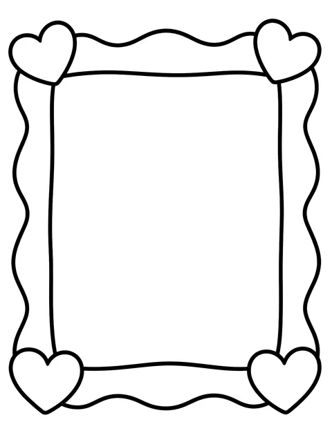 Easy Empty frame to draw your family coloring page