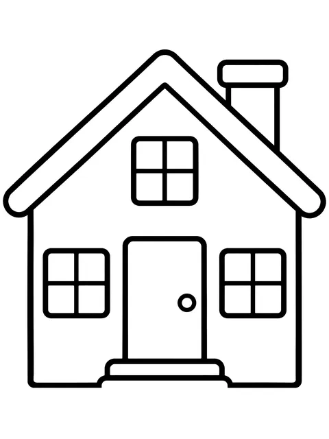 Easy House outline to fill with family coloring page