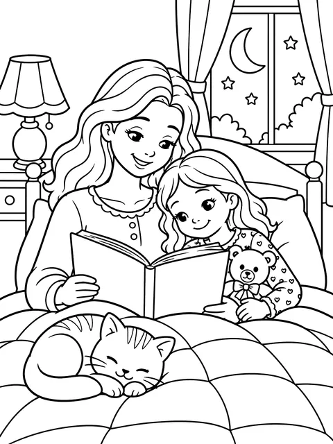Bedtime story coloring page