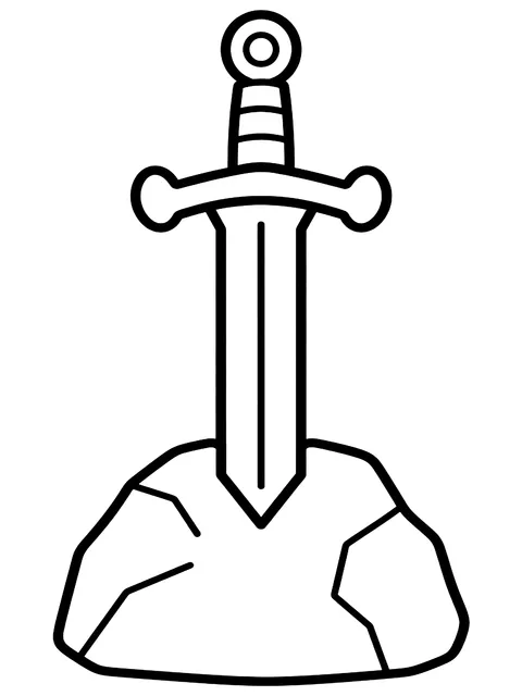 Easy Sword in a stone coloring page