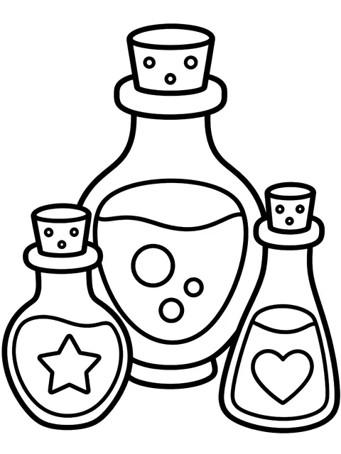Easy Three potion bottles coloring page