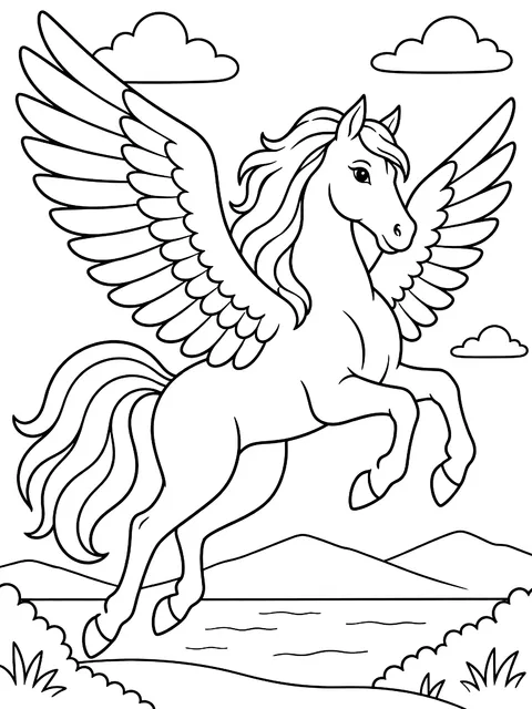 Winged horse coloring page