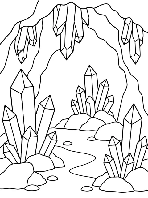 Crystal cave coloring page