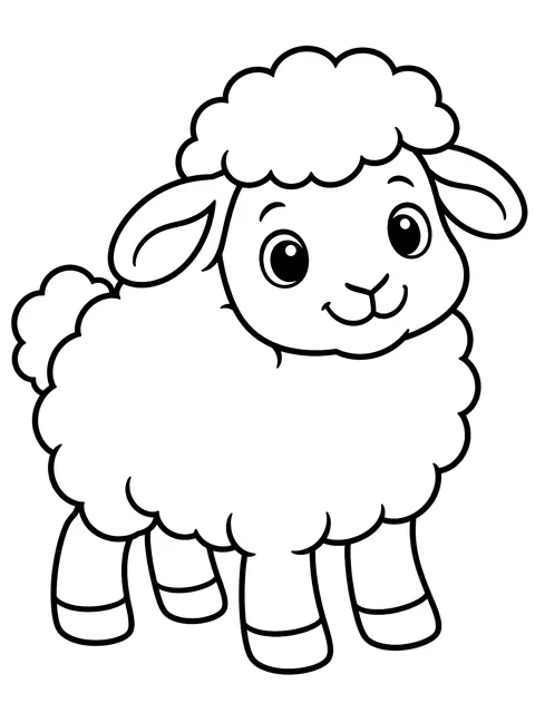 Easy Fluffy sheep coloring page