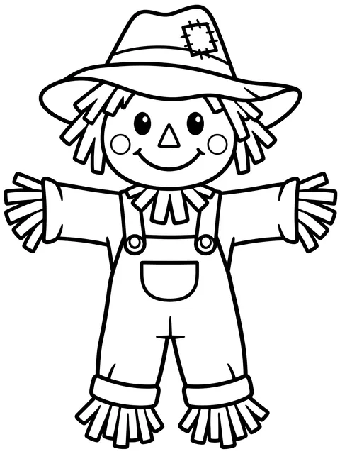 Easy Smiling scarecrow coloring page