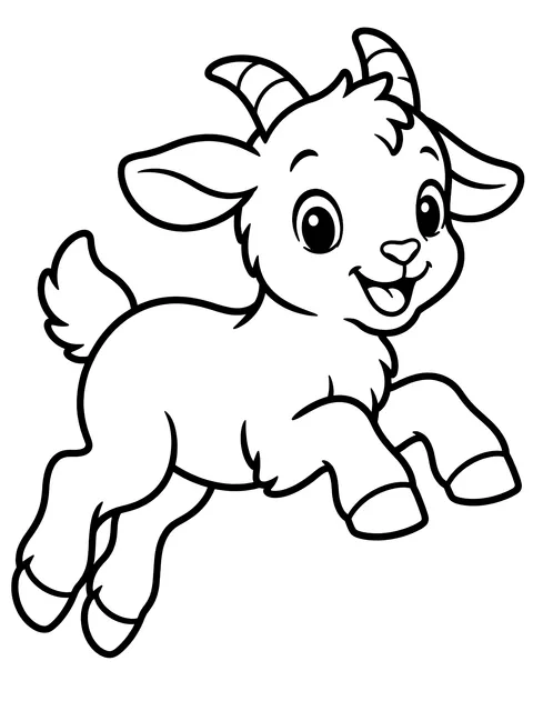 Easy Baby goat jumping coloring page