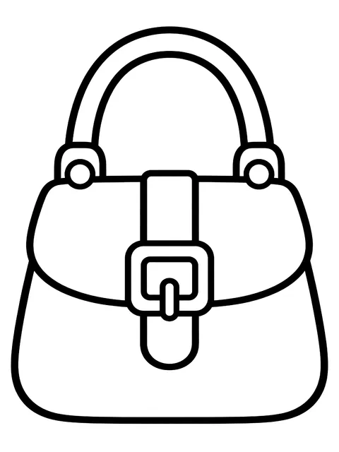Easy Handbag with a buckle coloring page