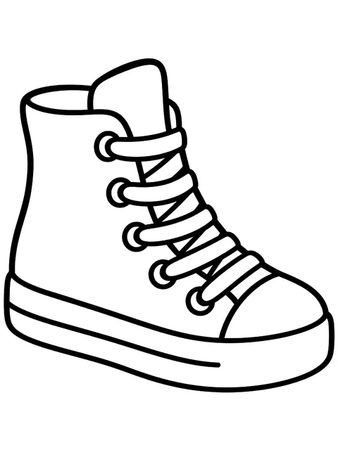Easy Blank high-top sneaker to design coloring page