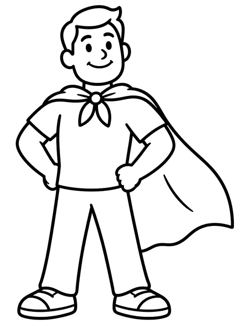 Easy Dad wearing a homemade cape coloring page