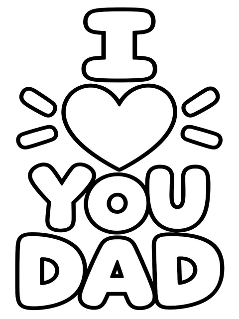 Easy I love you dad lettering coloring page
