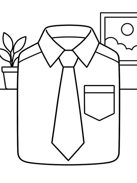 Shirt with a pocket and tie coloring page