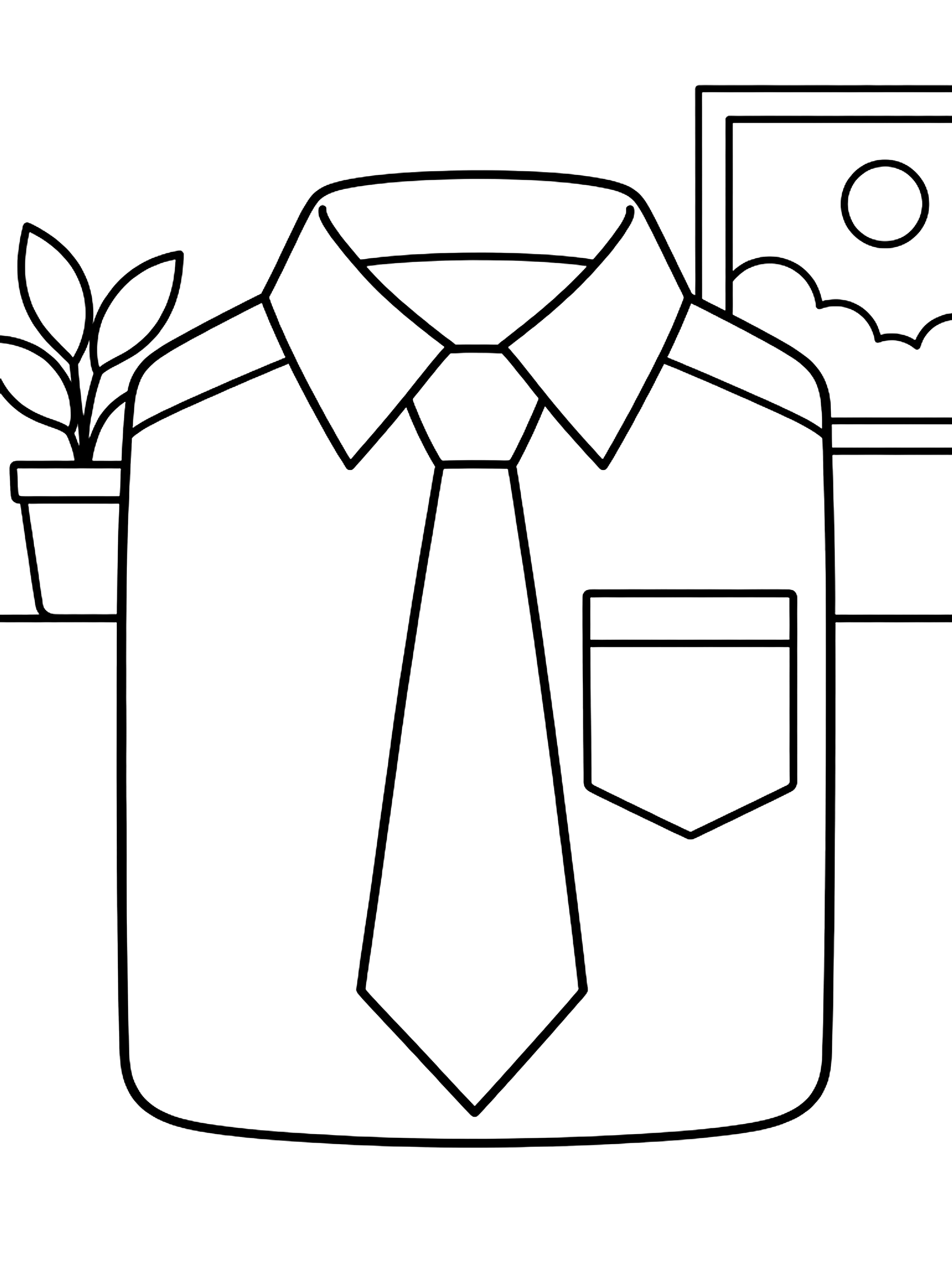 Shirt with a pocket and tie coloring page