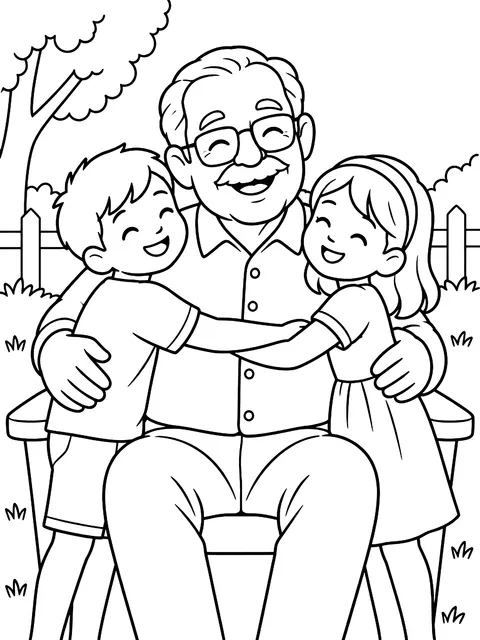 Happy Father's Day grandpa card coloring page