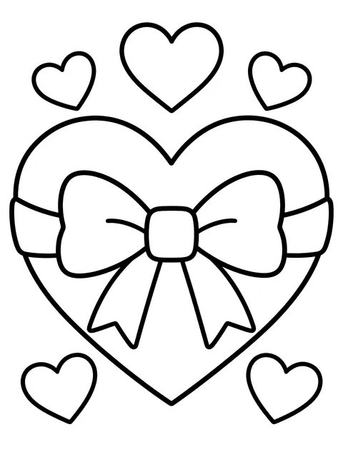 Easy February title page with hearts coloring page