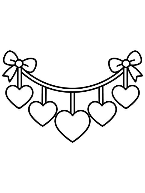 Easy Heart garland coloring page