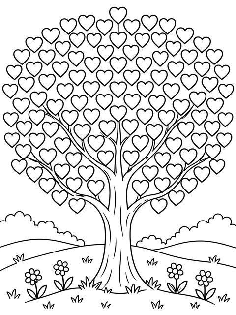 100 small hearts to color for the 100th day coloring page