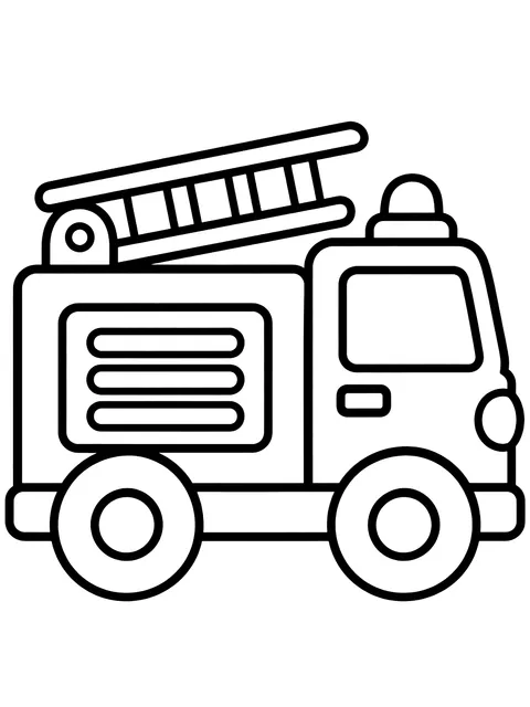 Easy Simple fire engine with a short ladder coloring page