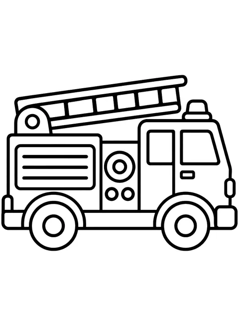 Easy Fire truck side view coloring page