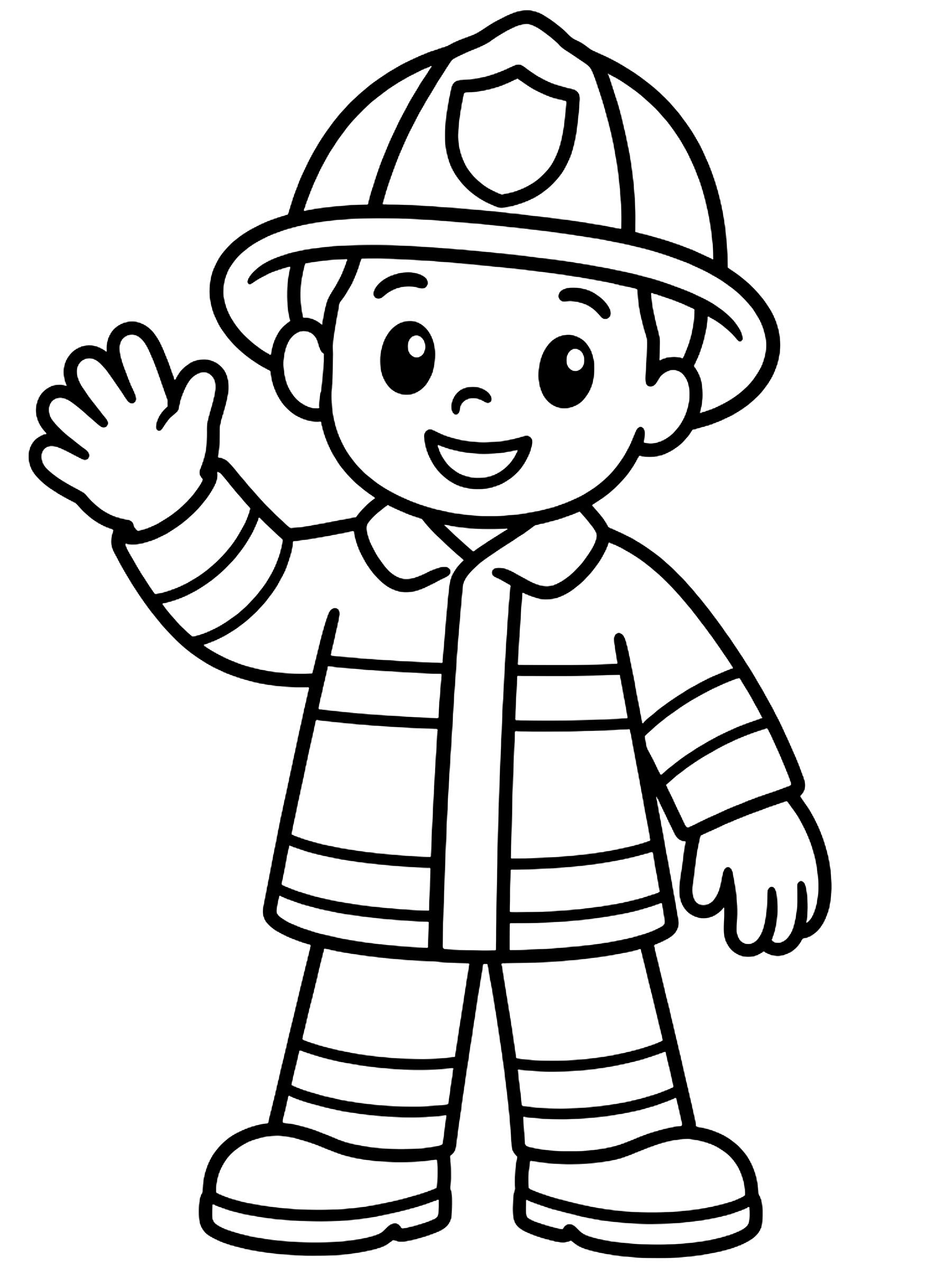 Easy Firefighter waving coloring page