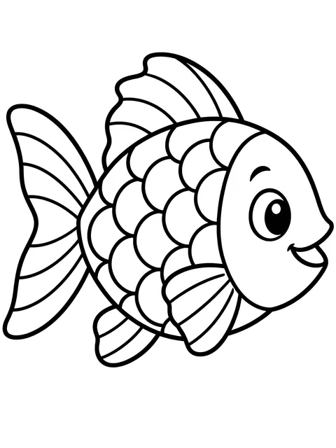 Easy One big fish with large scales coloring page