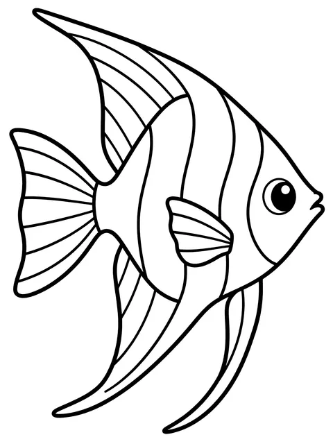 Easy Simple angelfish coloring page