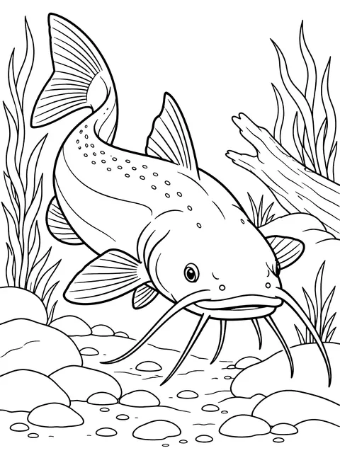 Catfish with whiskers coloring page
