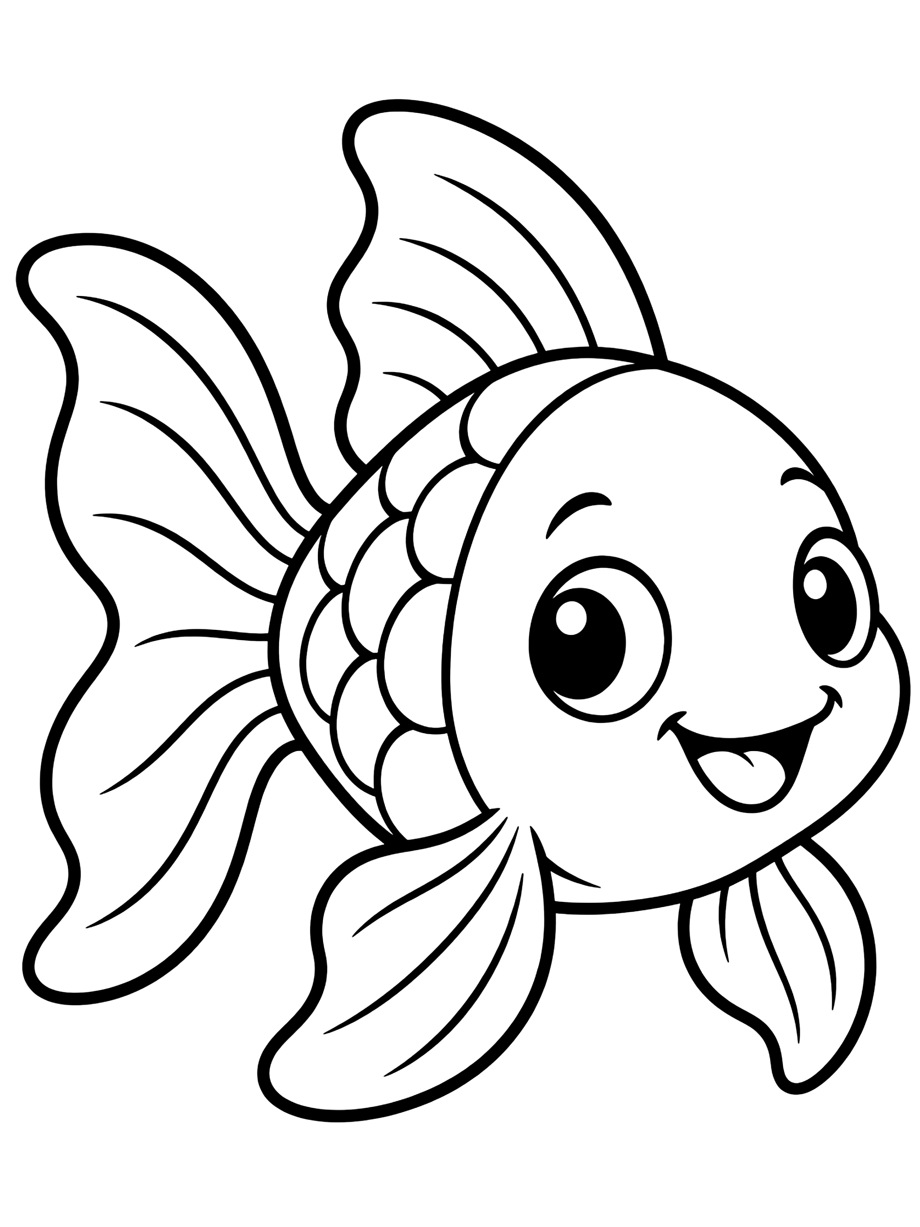 Easy Smiling goldfish coloring page