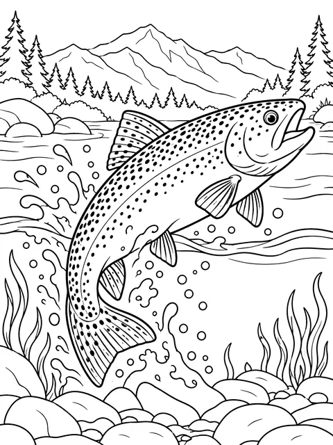 Rainbow trout coloring page