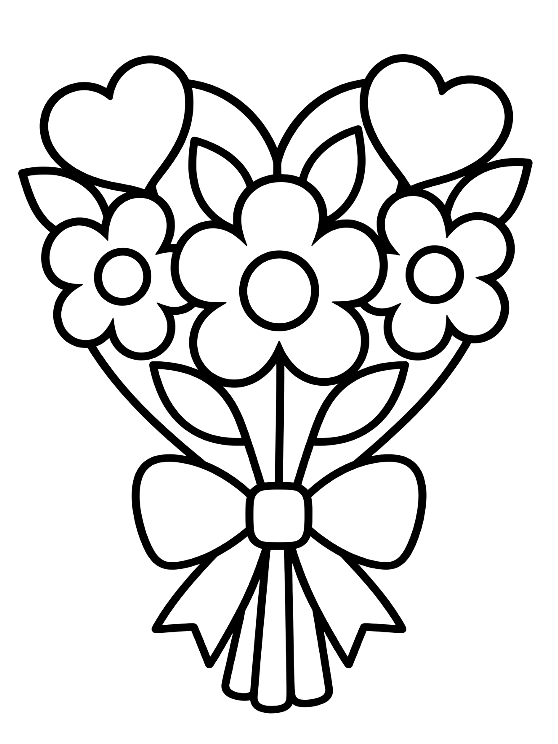 Easy Heart-shaped bouquet coloring page