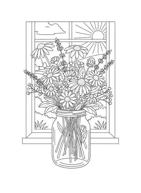 Wildflower bouquet coloring page