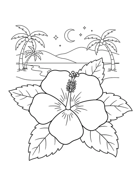 Hibiscus coloring page