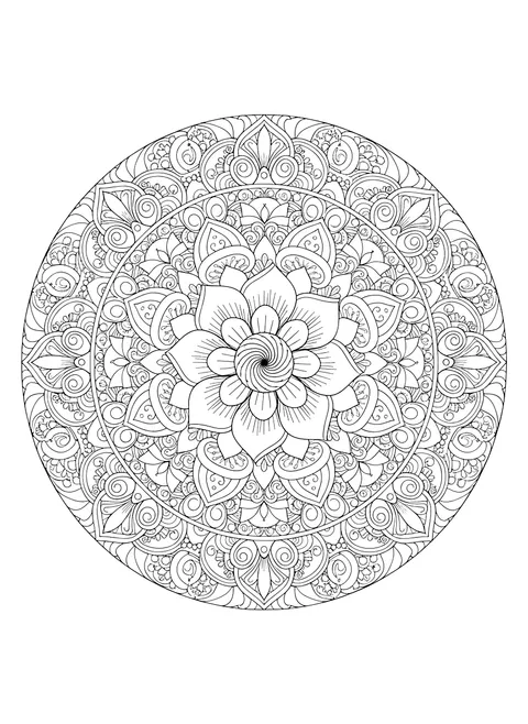 Detailed Flower mandala coloring page