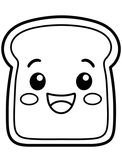 Easy Smiling slice of toast coloring page