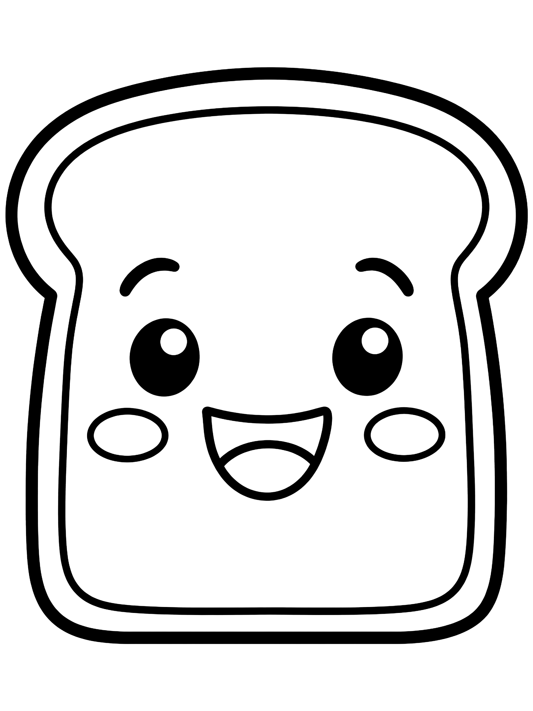 Easy Smiling slice of toast coloring page