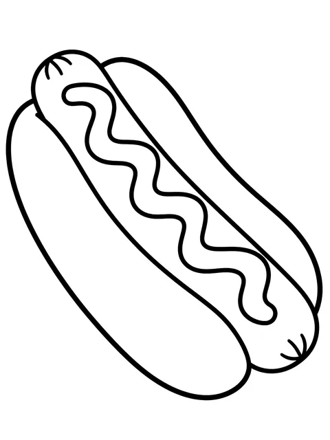 Easy Hot dog with mustard coloring page