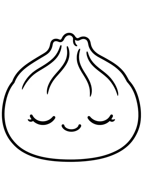 Easy Sleepy dumpling with a face coloring page