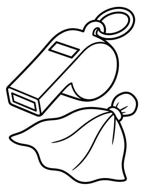 Easy Referee whistle and penalty flag coloring page