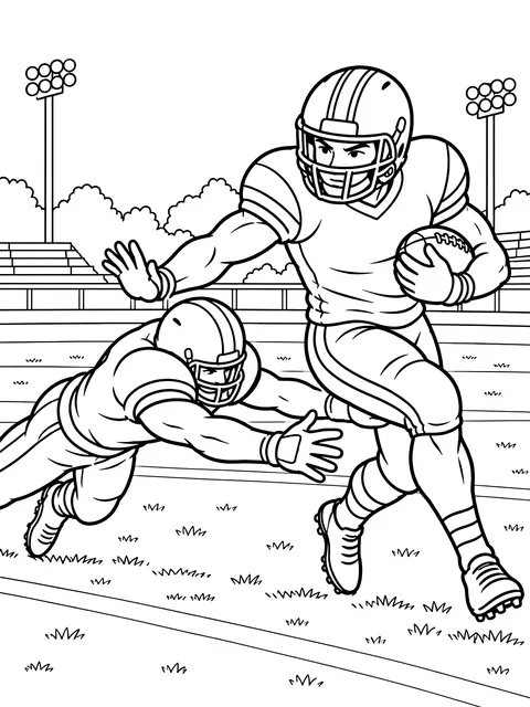 Running back dodging a tackle coloring page