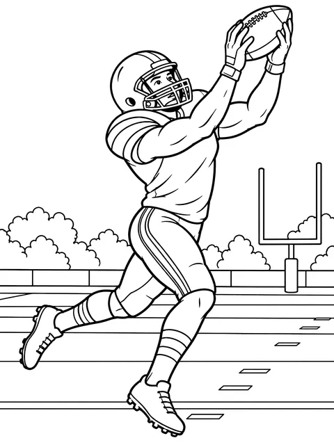 Receiver making a catch coloring page
